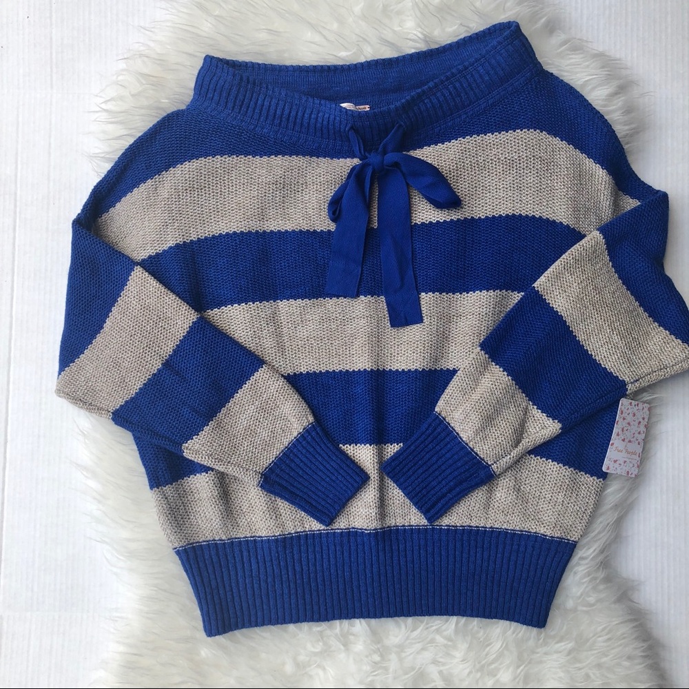 FREE PEOPLE Cassidy Striped Sweater blue size small - Picture 5 of 9